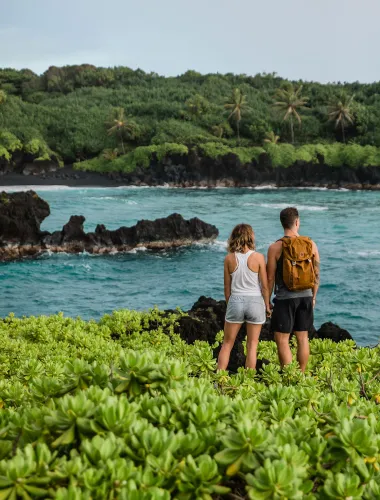 Couple at Waiʻānapanapa State Park on Maui in Hawaiʻi