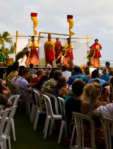 Performers during a lūʻau in Hawaiʻi 