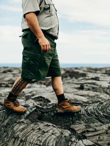 A man walking in hiking boots