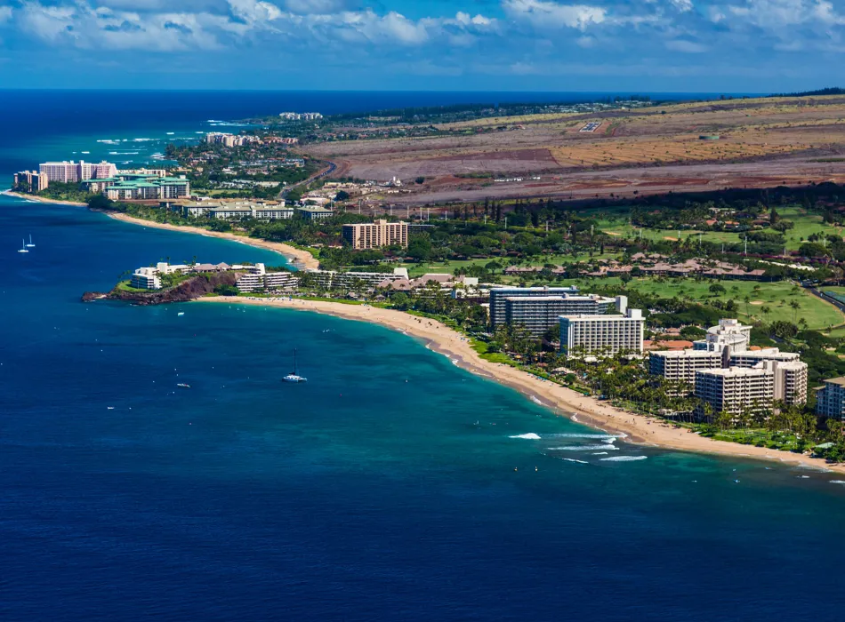 Aerial of a resort area of Maui in Hawaiʻi