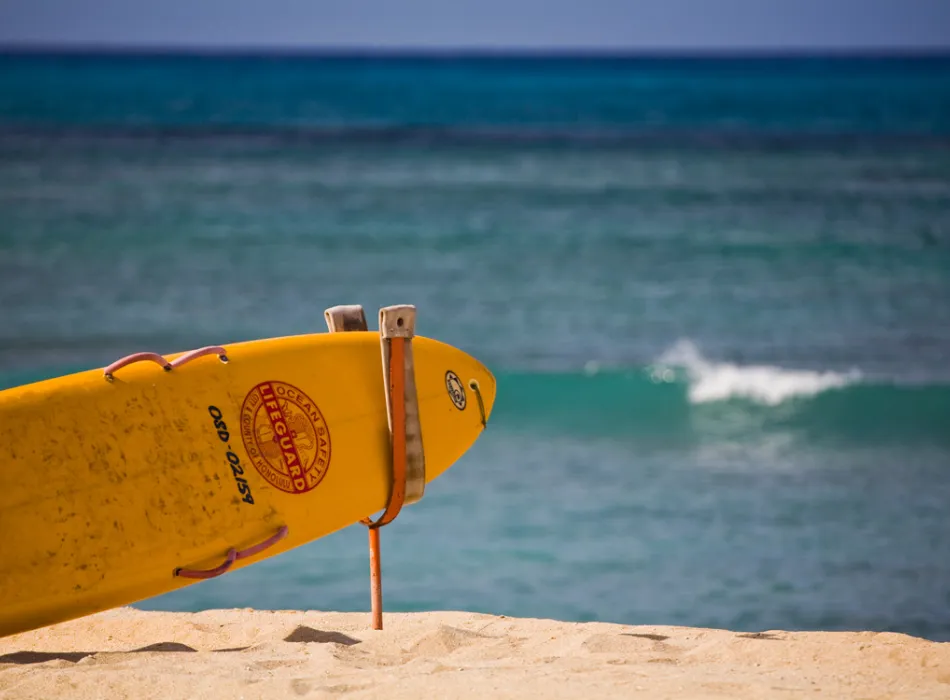 View from a lifeguard station on an Oʻahu beach in Hawaiʻi