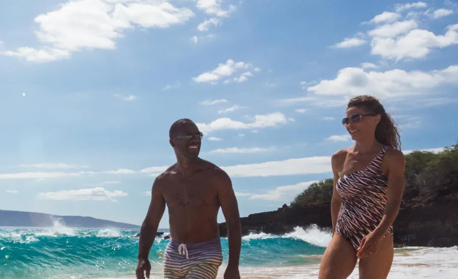 Couple walking Makena Beach Maui